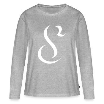 Lettre S, nom, la lettre S - T-shirt manches longues Premium bio Femme - gris chiné - Devant - Julia (174cm)