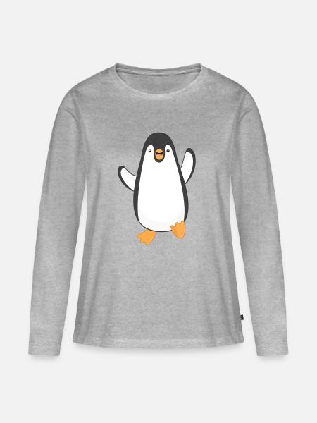 Pinguin Pinguine - Frauen Premium Bio Langarmshirt - Grau meliert