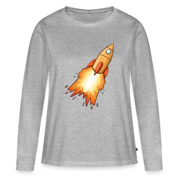 Fusée - T-shirt manches longues Premium bio Femme - gris chiné - Devant - Julia (174cm)