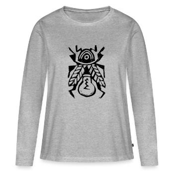 Scarabée Idée - Luciole - T-shirt manches longues Premium bio Femme - gris chiné - Devant - Julia (174cm)