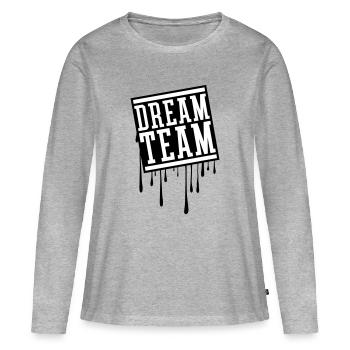 Équipe de rêve - T-shirt manches longues Premium bio Femme - gris chiné - Devant - Julia (174cm)