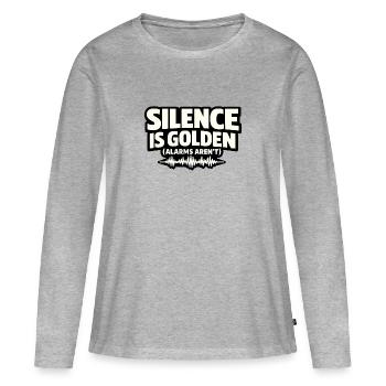 Le silence est doré (les alarmes ne le sont pas) - Infirmière - T-shirt manches longues Premium bio Femme - gris chiné - Devant - Julia (174cm)