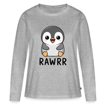 Süßer Cartoon Pinguin Chibi Rawr - Frauen Premium Bio Langarmshirt - Grau meliert - Vorne - Julia (174cm)