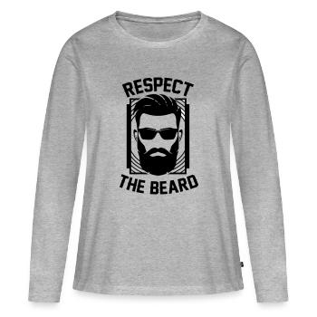 Respecter Le roi barbe respecte Barde - T-shirt manches longues Premium bio Femme - gris chiné - Devant - Julia (174cm)