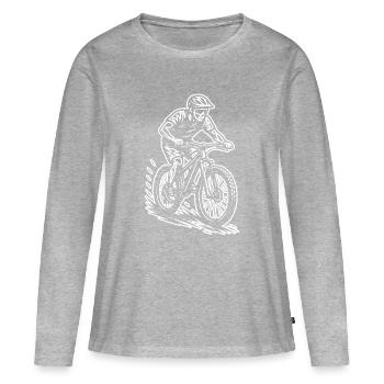 Motif clair de VTT pour chaque jour - T-shirt manches longues Premium bio Femme - gris chiné - Devant - Julia (174cm)