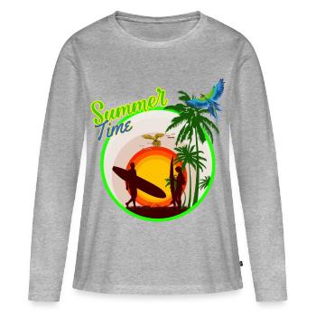 heure d'été - T-shirt manches longues Premium bio Femme - gris chiné - Devant - Julia (174cm)