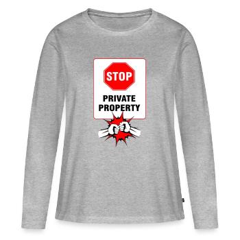 Signalisation de Propriété Privée - T-shirt manches longues Premium bio Femme - gris chiné - Devant - Julia (174cm)