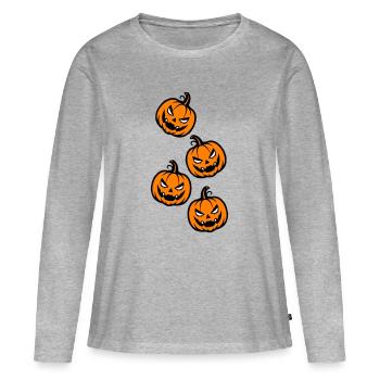 Kürbis Halloween - Frauen Premium Bio Langarmshirt - Grau meliert - Vorne - Julia (174cm)