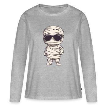 Mumie Halloween - Frauen Premium Bio Langarmshirt - Grau meliert - Vorne - Julia (174cm)