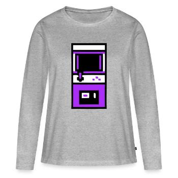 Joueur nostalgique d’arcade automate - T-shirt manches longues Premium bio Femme - gris chiné - Devant - Julia (174cm)