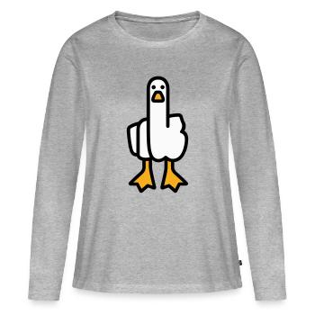 Statement Goose - Women's Premium Organic Long Sleeve Shirt - heather grey - Front - Julia (174cm)