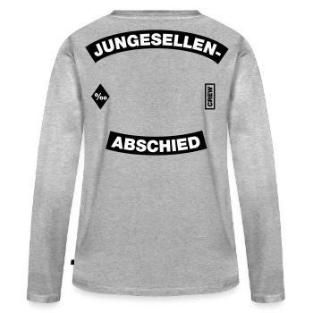 Junggesellenabschied Rahmen (JGA MC-Rocker-Design) - Frauen Premium Bio Langarmshirt - Grau meliert - Hinten - Julia (174cm)
