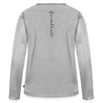 Calligraphic Vertical Font - Women's Premium Organic Long Sleeve Shirt - heather grey - Back - Julia (174cm)