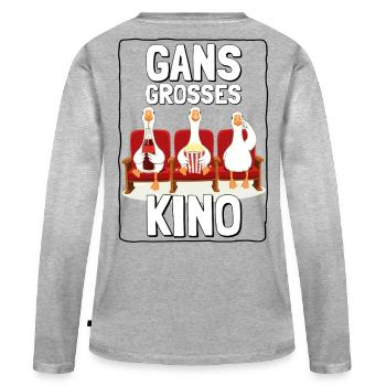 GANS BIG CINEMA - avec cadre noir - T-shirt manches longues Premium bio Femme - gris chiné - Dos - Julia (174cm)