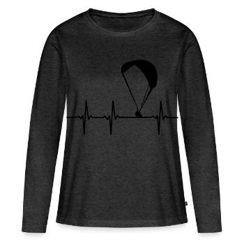 Gleitschirm EKG - Frauen Premium Bio Langarmshirt - Anthrazit meliert - Vorne - Julia (174cm)