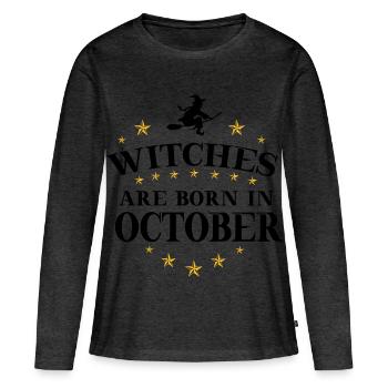 Sorcières Oktober - T-shirt manches longues Premium bio Femme - anthracite chiné - Devant - Julia (174cm)