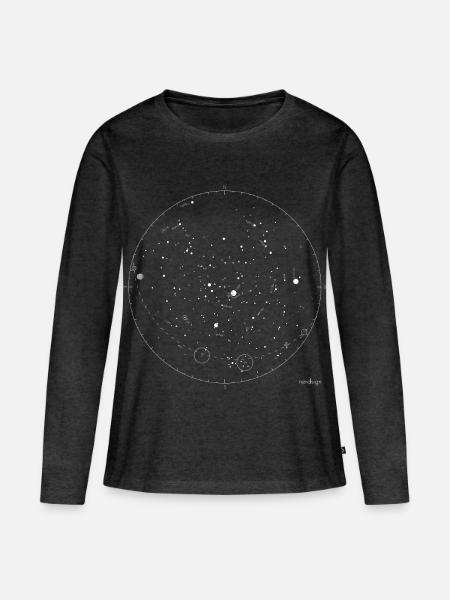 Sternkarte - Frauen Premium Bio Langarmshirt - Anthrazit meliert