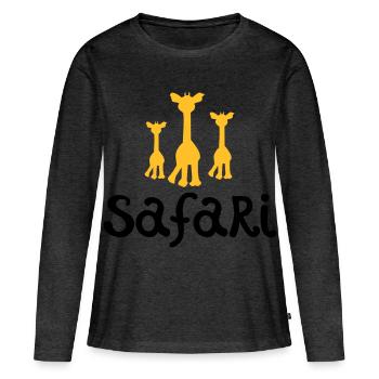 safari - T-shirt manches longues Premium bio Femme - anthracite chiné - Devant - Julia (174cm)