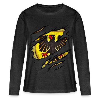 Dortmund - Dortmund déchiré - T-shirt manches longues Premium bio Femme - anthracite chiné - Devant - Julia (174cm)