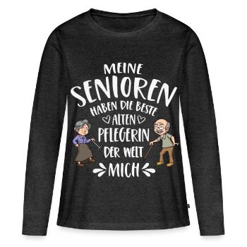 Beste Altenpflegerin der Welt - Frauen Premium Bio Langarmshirt - Anthrazit meliert - Vorne - Julia (174cm)