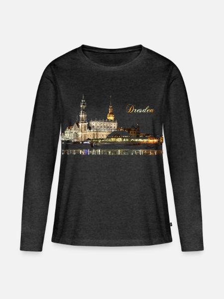 Dresden - Frauen Premium Bio Langarmshirt - Anthrazit meliert