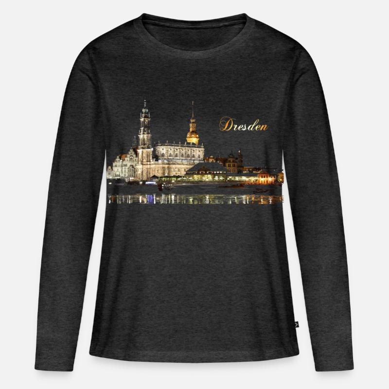 Dresden - Frauen Premium Bio Langarmshirt - Anthrazit meliert