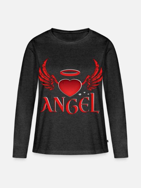 Engel & Teufel - Frauen Premium Bio Langarmshirt - Anthrazit meliert