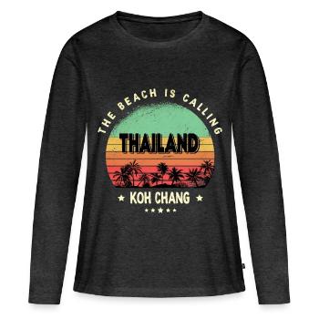 Koh Chang Thaïlande - T-shirt manches longues Premium bio Femme - anthracite chiné - Devant - Julia (174cm)