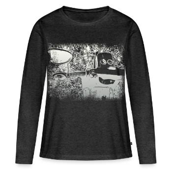 Simson Schwalbe KR51 - Frauen Premium Bio Langarmshirt - Anthrazit meliert - Vorne - Julia (174cm)
