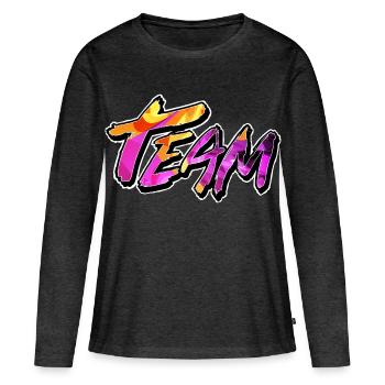 Équipe - T-shirt manches longues Premium bio Femme - anthracite chiné - Devant - Julia (174cm)