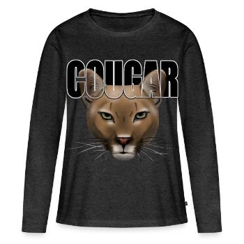 Cougar script R6Z - T-shirt manches longues Premium bio Femme - anthracite chiné - Devant - Julia (174cm)