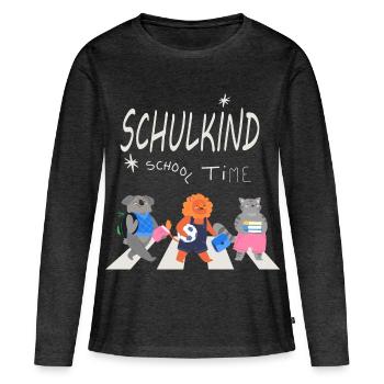 Retour à l’école - T-shirt manches longues Premium bio Femme - anthracite chiné - Devant - Julia (174cm)