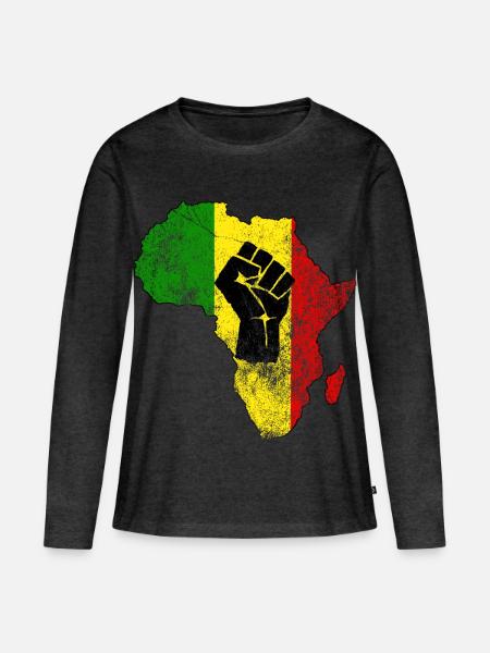 Juneteenth Africa - Frauen Premium Bio Langarmshirt - Anthrazit meliert