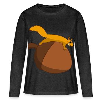Das Eichhörnchen gegen die Eichel - Frauen Premium Bio Langarmshirt - Anthrazit meliert - Vorne - Julia (174cm)