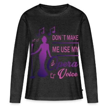Voix forte - T-shirt manches longues Premium bio Femme - anthracite chiné - Devant - Julia (174cm)