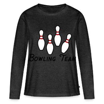 Équipe de bowling - T-shirt manches longues Premium bio Femme - anthracite chiné - Devant - Julia (174cm)