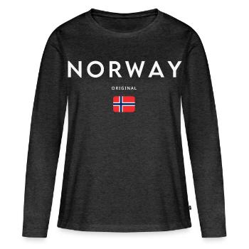 Drapeau norvégien, fierté norvégienne - T-shirt manches longues Premium bio Femme - anthracite chiné - Devant - Julia (174cm)