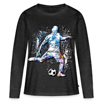 I Love Football - Footballers Colourful Strikers - Women's Premium Organic Long Sleeve Shirt - heather anthracite - Front - Julia (174cm)
