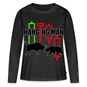 Chemise à commerce Hanging Man R6Z - T-shirt manches longues Premium bio Femme - anthracite chiné - Devant - Julia (174cm)