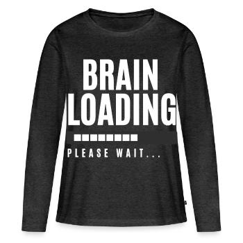 Brain Loading bitte warten - Frauen Premium Bio Langarmshirt - Anthrazit meliert - Vorne - Julia (174cm)