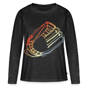 Gants de baseball Vintage Look - T-shirt manches longues Premium bio Femme - anthracite chiné - Devant - Julia (174cm)