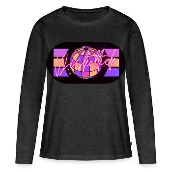 Discothèque - T-shirt manches longues Premium bio Femme - anthracite chiné - Devant - Julia (174cm)