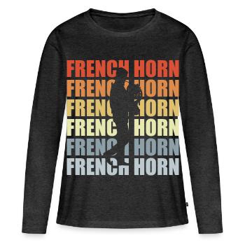 Klaxon rétro - T-shirt manches longues Premium bio Femme - anthracite chiné - Devant - Julia (174cm)
