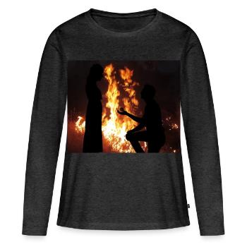 Fiery Proposal Silhouette - Women's Premium Organic Long Sleeve Shirt - heather anthracite - Front - Julia (174cm)