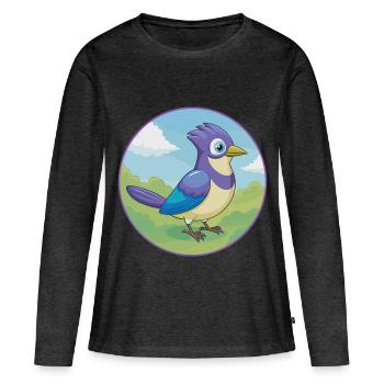 Jay Vogel Niedlich Kawaii Cartoon Clipart Tier Haustier - Frauen Premium Bio Langarmshirt - Anthrazit meliert - Vorne - Julia (174cm)
