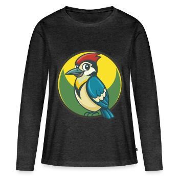 Jay Vogel Niedliche Kawaii Cartoon Clipart Haustier Tier - Frauen Premium Bio Langarmshirt - Anthrazit meliert - Vorne - Julia (174cm)