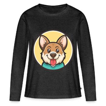 Cao De Castro Laboreiro Race Chien Dessin Animé Kawaii - T-shirt manches longues Premium bio Femme - anthracite chiné - Devant - Julia (174cm)