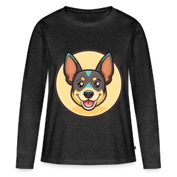 Lancashire talon chien race dessin animé Kawaii Clipart - T-shirt manches longues Premium bio Femme - anthracite chiné - Devant - Julia (174cm)