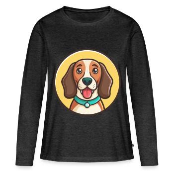 Trigg Hound Hund Rasse Lustige Karikatur Kawaii Clipart - Frauen Premium Bio Langarmshirt - Anthrazit meliert - Vorne - Julia (174cm)
