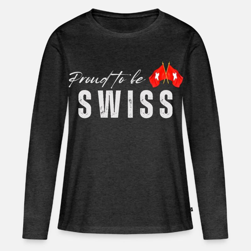 Stolzer Schweizer, ich liebe die Schweiz - Frauen Premium Bio Langarmshirt - Anthrazit meliert